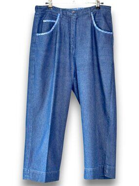 Erika Collection Vintage Denim Style Blue Pants Pockets Waist 32-36 - Medium